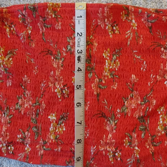 American Eagle | Red Smocked Crop Top - Picture 3 of 5